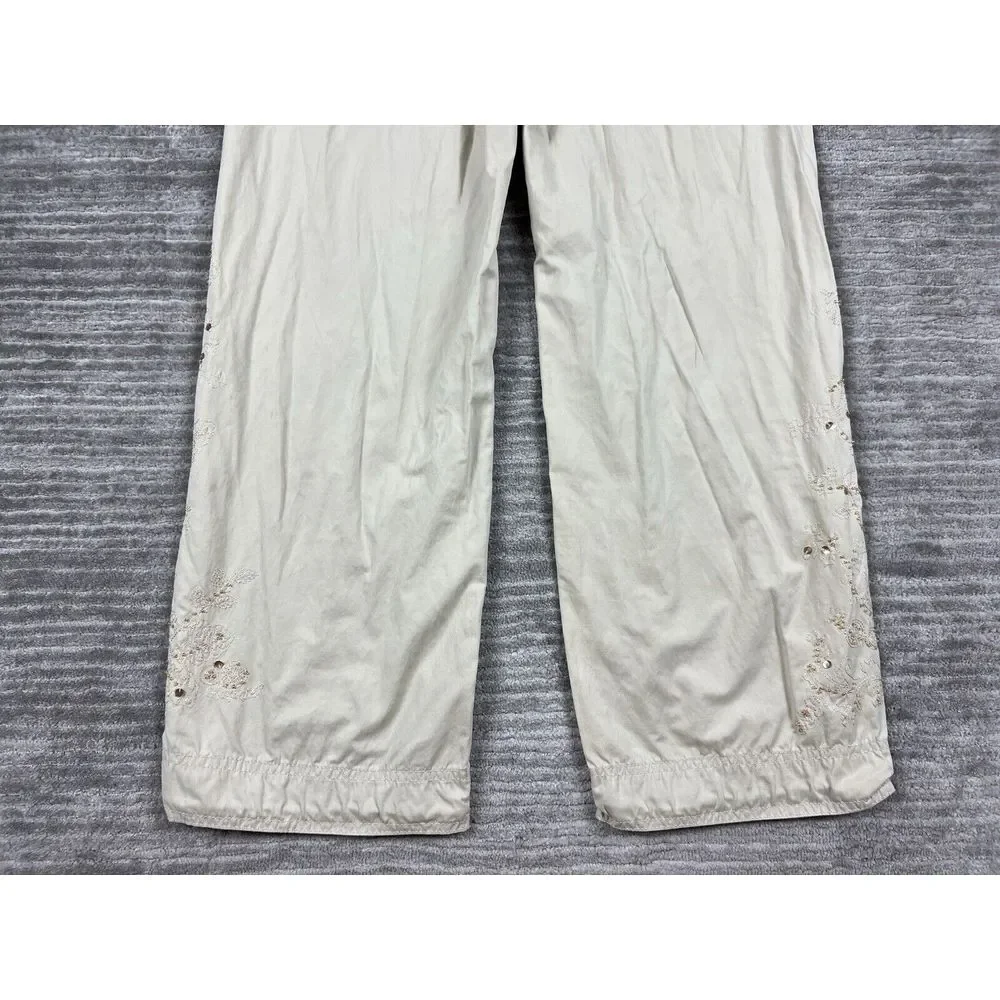 Arizona Pants Juniors 9 Beige Polyester Nylon Sequin Embroidered Straight‎